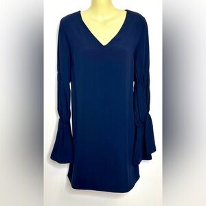 Elie and Jane Navy Long Sleeve Boho Minidress Size M